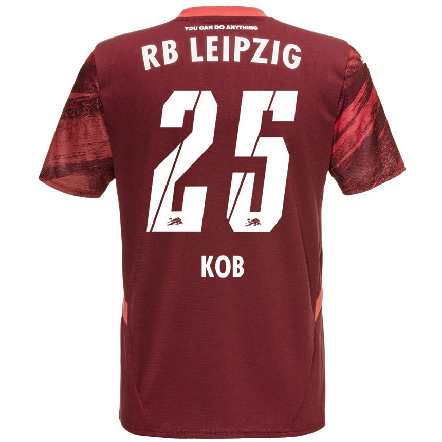 Gyermek Labdarúgás Leon Koß #25 Burgundia Idegenbeli Jersey 2024/25 Mez Póló Ing