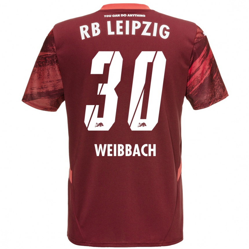 Gyermek Labdarúgás Noah Weißbach #30 Burgundia Idegenbeli Jersey 2024/25 Mez Póló Ing