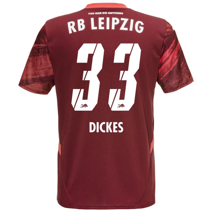 Gyermek Labdarúgás Fernando Dickes #33 Burgundia Idegenbeli Jersey 2024/25 Mez Póló Ing