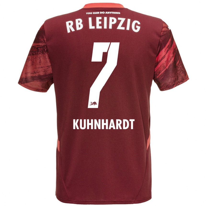 Gyermek Labdarúgás Paul Kühnhardt #7 Burgundia Idegenbeli Jersey 2024/25 Mez Póló Ing