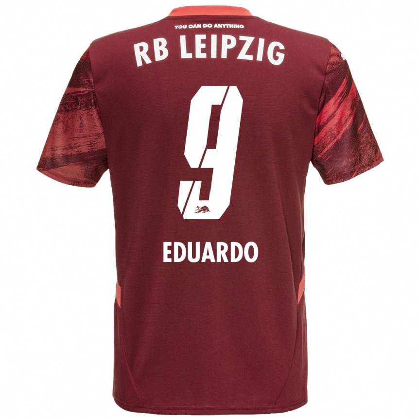 Gyermek Labdarúgás Yannick Eduardo #9 Burgundia Idegenbeli Jersey 2024/25 Mez Póló Ing