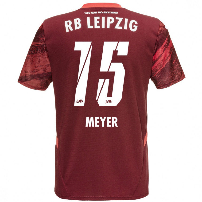 Gyermek Labdarúgás Tim Meyer #15 Burgundia Idegenbeli Jersey 2024/25 Mez Póló Ing