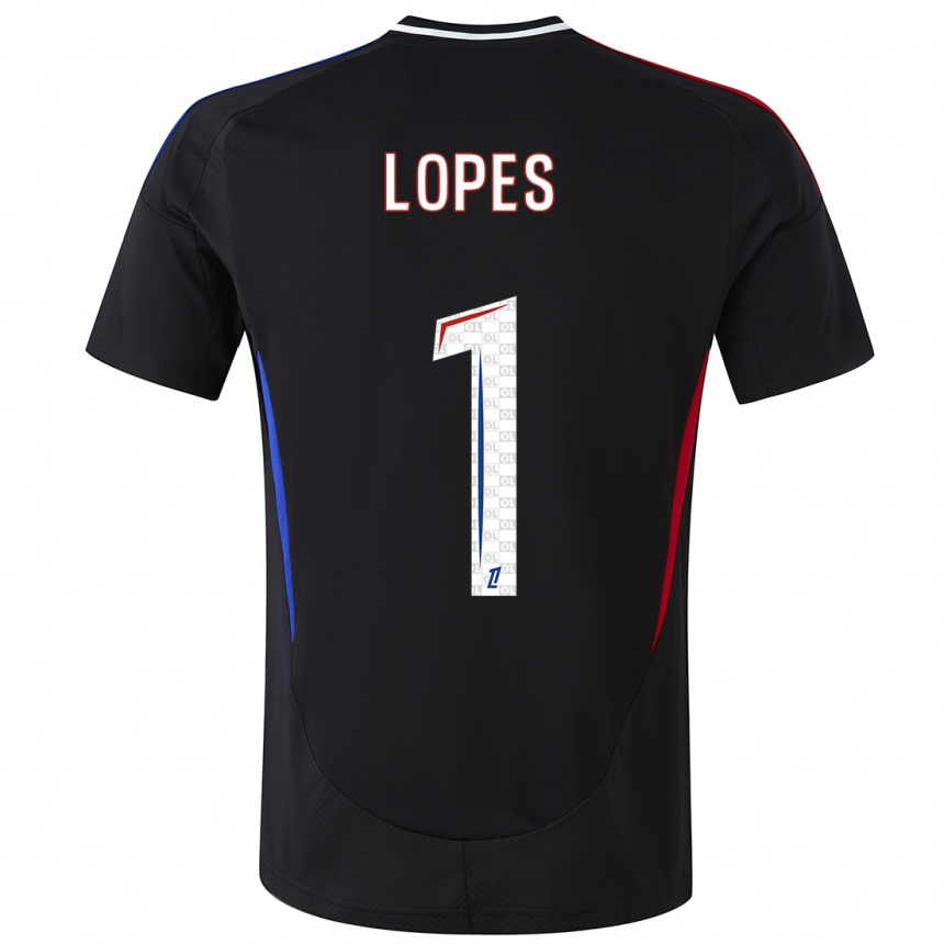 Gyermek Labdarúgás Anthony Lopes #1 Fekete Idegenbeli Jersey 2024/25 Mez Póló Ing