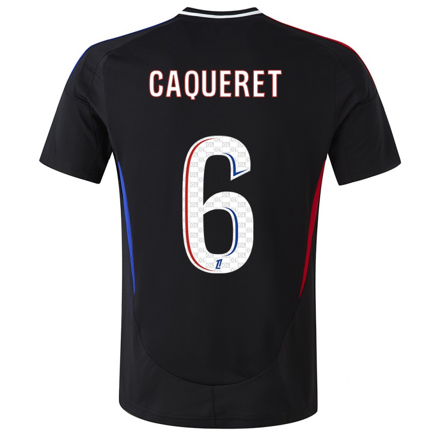 Gyermek Labdarúgás Maxence Caqueret #6 Fekete Idegenbeli Jersey 2024/25 Mez Póló Ing