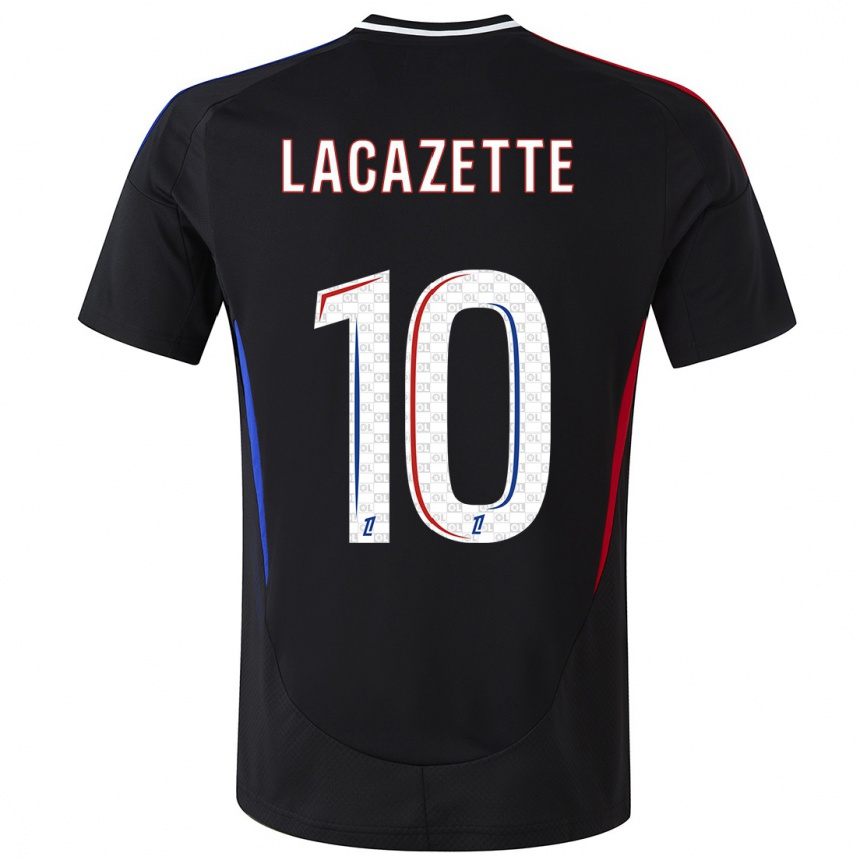 Gyermek Labdarúgás Alexandre Lacazette #10 Fekete Idegenbeli Jersey 2024/25 Mez Póló Ing