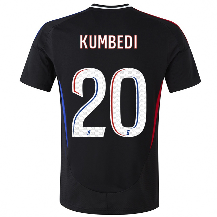 Gyermek Labdarúgás Saël Kumbedi #20 Fekete Idegenbeli Jersey 2024/25 Mez Póló Ing