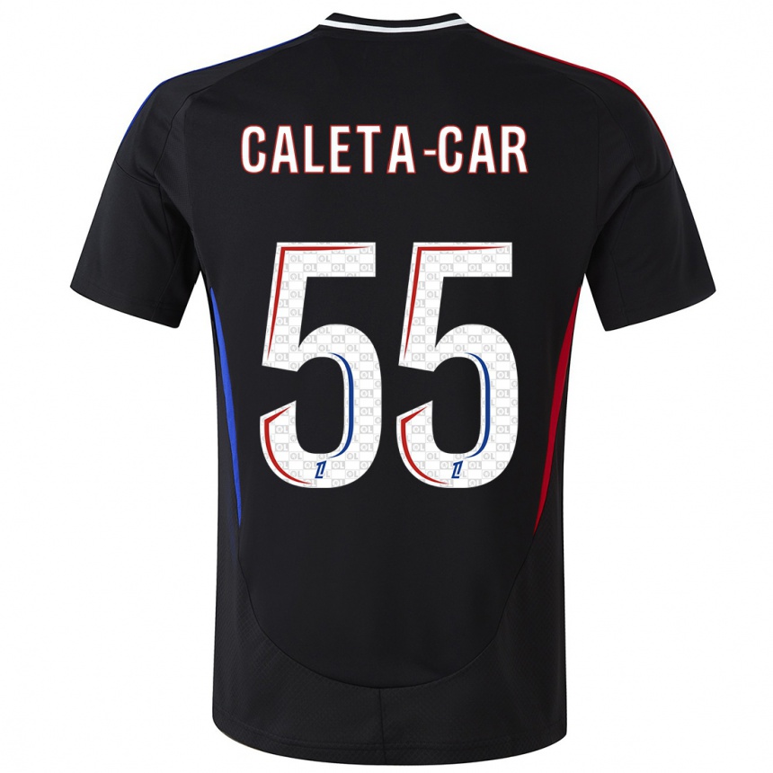 Gyermek Labdarúgás Duje Caleta-Car #55 Fekete Idegenbeli Jersey 2024/25 Mez Póló Ing