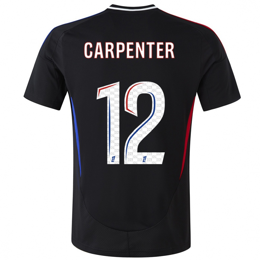 Gyermek Labdarúgás Ellie Carpenter #12 Fekete Idegenbeli Jersey 2024/25 Mez Póló Ing