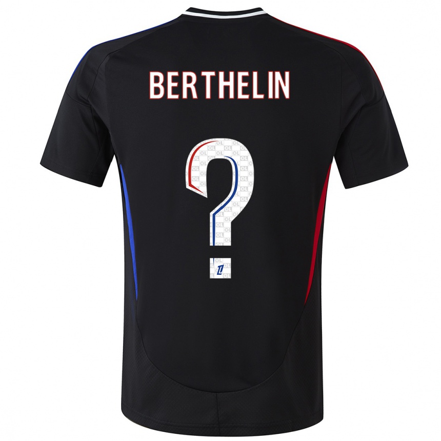 Gyermek Labdarúgás Romain Berthelin #0 Fekete Idegenbeli Jersey 2024/25 Mez Póló Ing