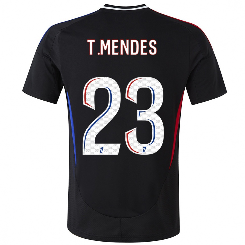 Gyermek Labdarúgás Thiago Mendes #23 Fekete Idegenbeli Jersey 2024/25 Mez Póló Ing