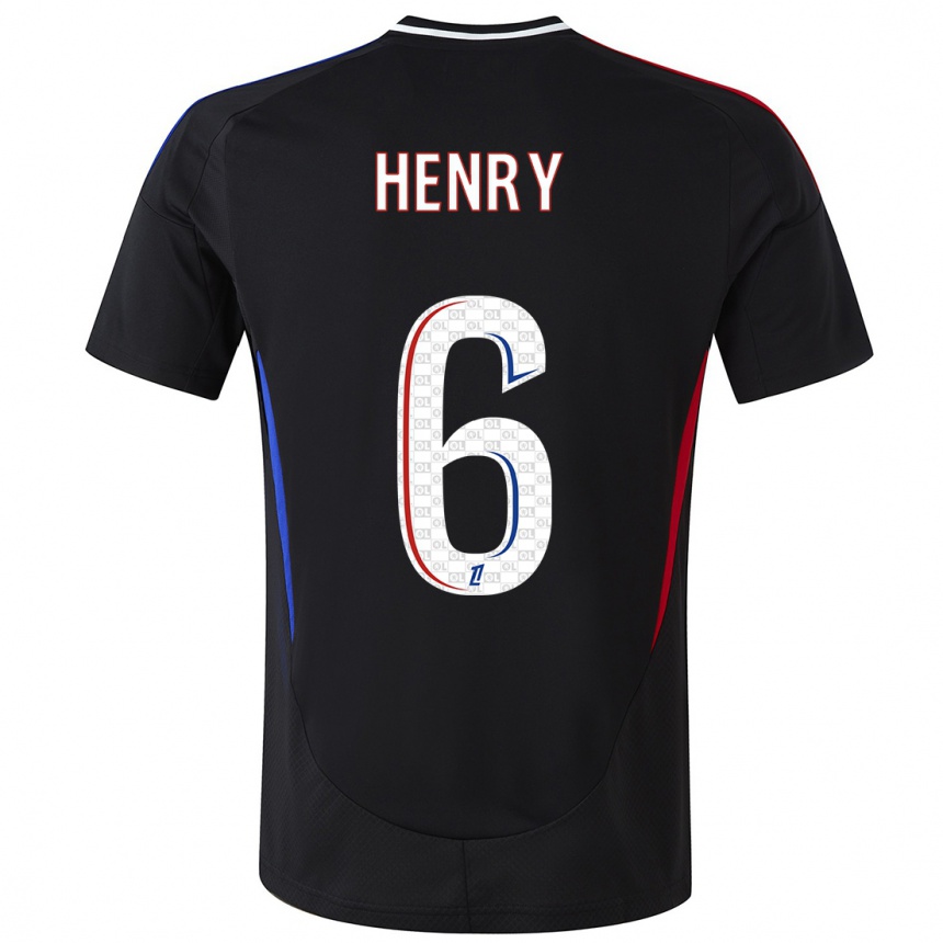 Gyermek Labdarúgás Amandine Henry #6 Fekete Idegenbeli Jersey 2024/25 Mez Póló Ing