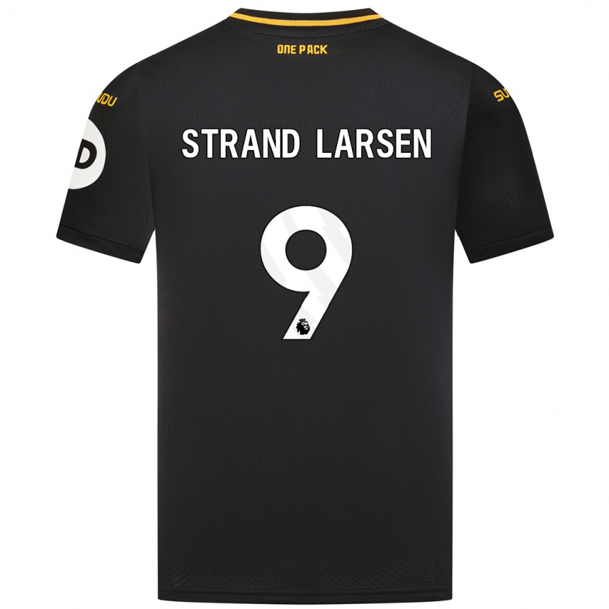 Gyermek Labdarúgás Jørgen Strand Larsen #9 Fekete Idegenbeli Jersey 2024/25 Mez Póló Ing