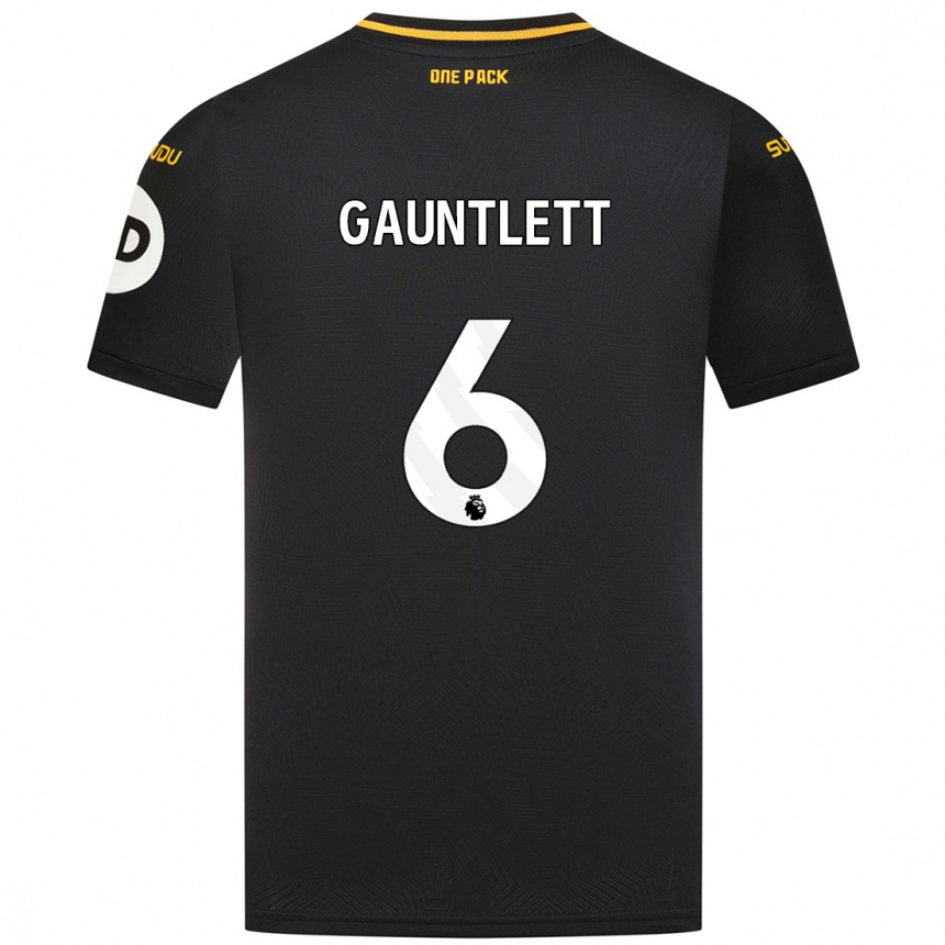 Gyermek Labdarúgás Maz Gauntlett #6 Fekete Idegenbeli Jersey 2024/25 Mez Póló Ing