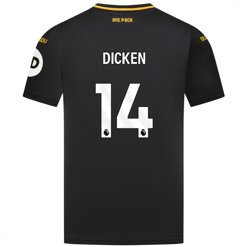 Gyermek Labdarúgás Amy Dicken #14 Fekete Idegenbeli Jersey 2024/25 Mez Póló Ing