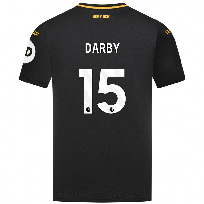 Gyermek Labdarúgás Kelly Darby #15 Fekete Idegenbeli Jersey 2024/25 Mez Póló Ing