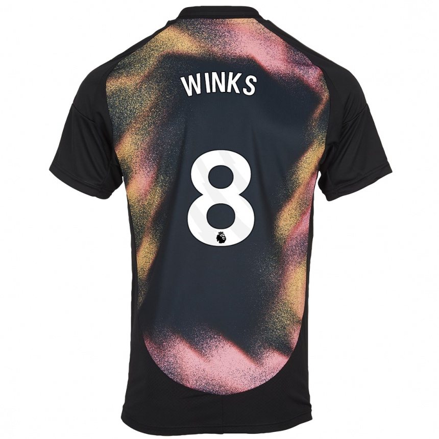 Gyermek Labdarúgás Harry Winks #8 Fekete Fehér Idegenbeli Jersey 2024/25 Mez Póló Ing