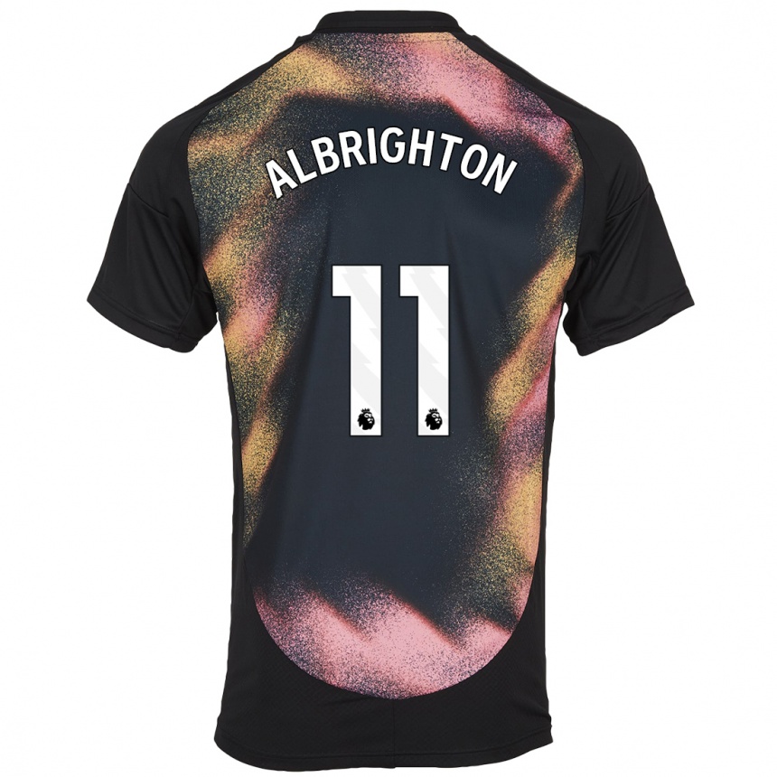 Gyermek Labdarúgás Marc Albrighton #11 Fekete Fehér Idegenbeli Jersey 2024/25 Mez Póló Ing