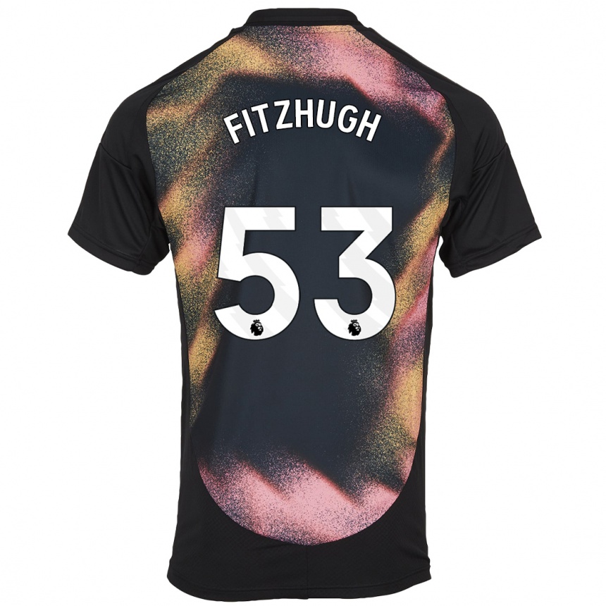 Gyermek Labdarúgás Ethan Fitzhugh #53 Fekete Fehér Idegenbeli Jersey 2024/25 Mez Póló Ing