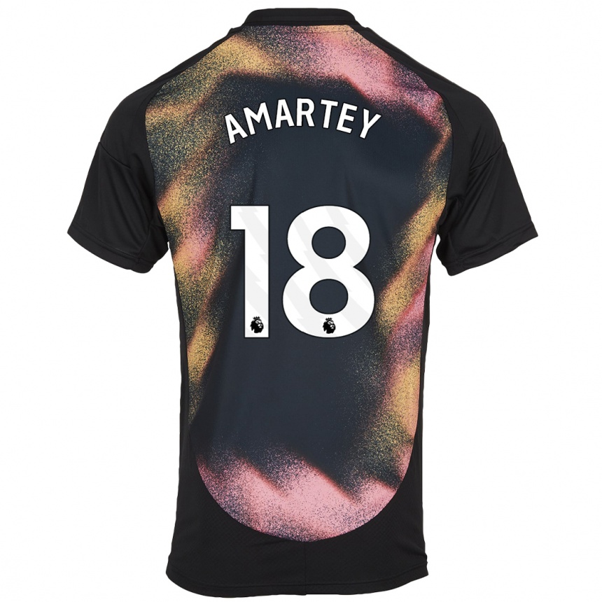 Gyermek Labdarúgás Daniel Amartey #18 Fekete Fehér Idegenbeli Jersey 2024/25 Mez Póló Ing