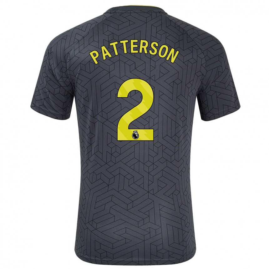 Gyermek Labdarúgás Nathan Patterson #2 Fekete Sárga Idegenbeli Jersey 2024/25 Mez Póló Ing