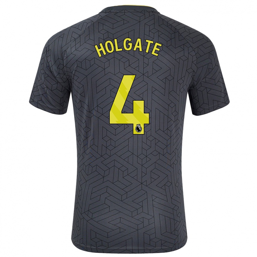 Gyermek Labdarúgás Mason Holgate #4 Fekete Sárga Idegenbeli Jersey 2024/25 Mez Póló Ing