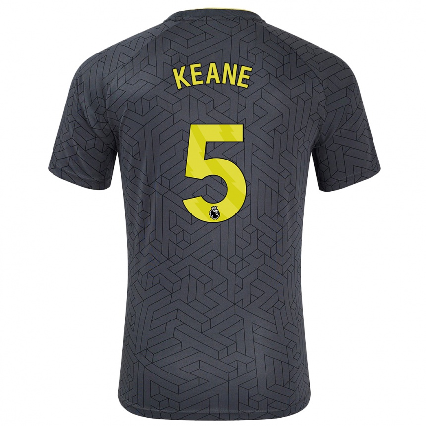 Gyermek Labdarúgás Michael Keane #5 Fekete Sárga Idegenbeli Jersey 2024/25 Mez Póló Ing