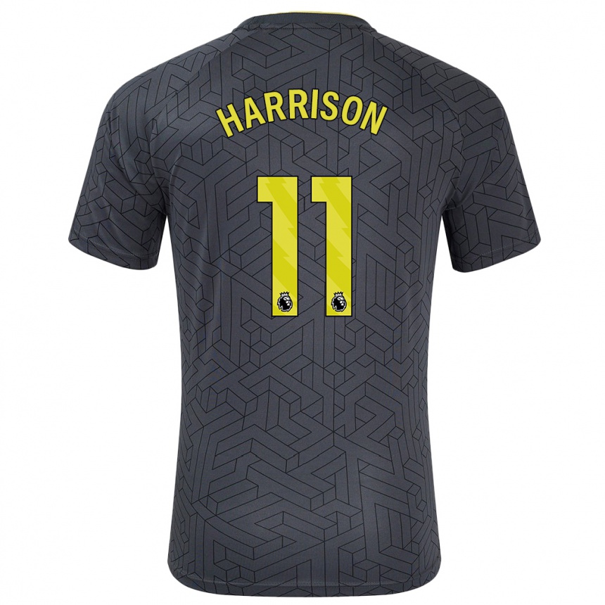 Gyermek Labdarúgás Jack Harrison #11 Fekete Sárga Idegenbeli Jersey 2024/25 Mez Póló Ing