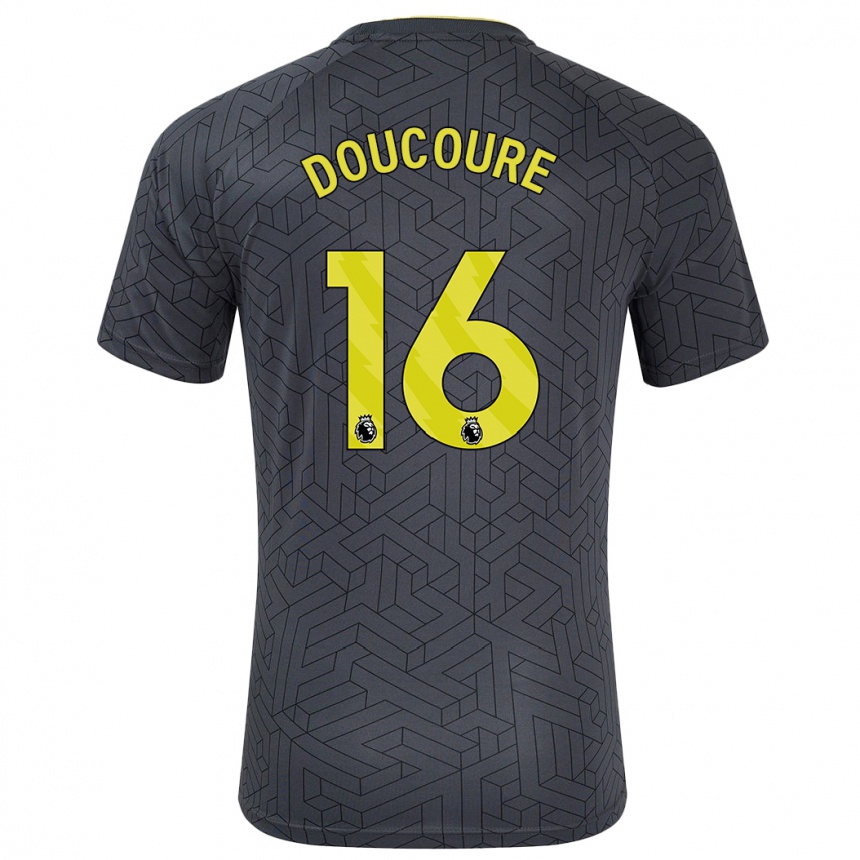 Gyermek Labdarúgás Abdoulaye Doucouré #16 Fekete Sárga Idegenbeli Jersey 2024/25 Mez Póló Ing