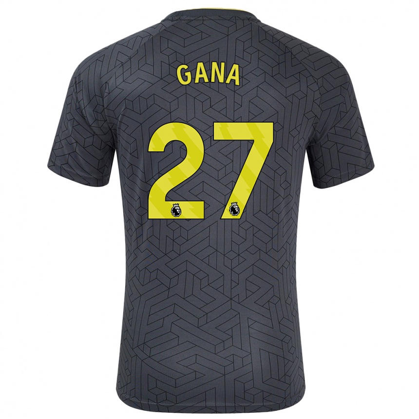 Gyermek Labdarúgás Idrissa Gueye #27 Fekete Sárga Idegenbeli Jersey 2024/25 Mez Póló Ing