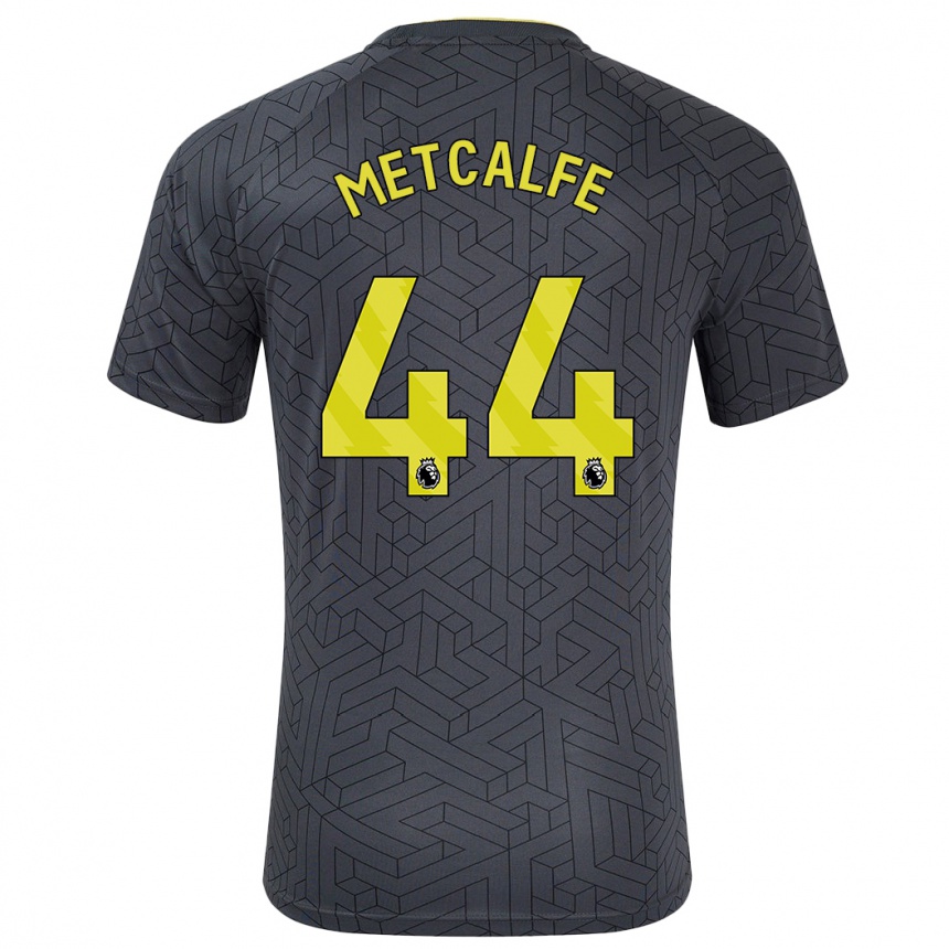 Gyermek Labdarúgás Jenson Metcalfe #44 Fekete Sárga Idegenbeli Jersey 2024/25 Mez Póló Ing