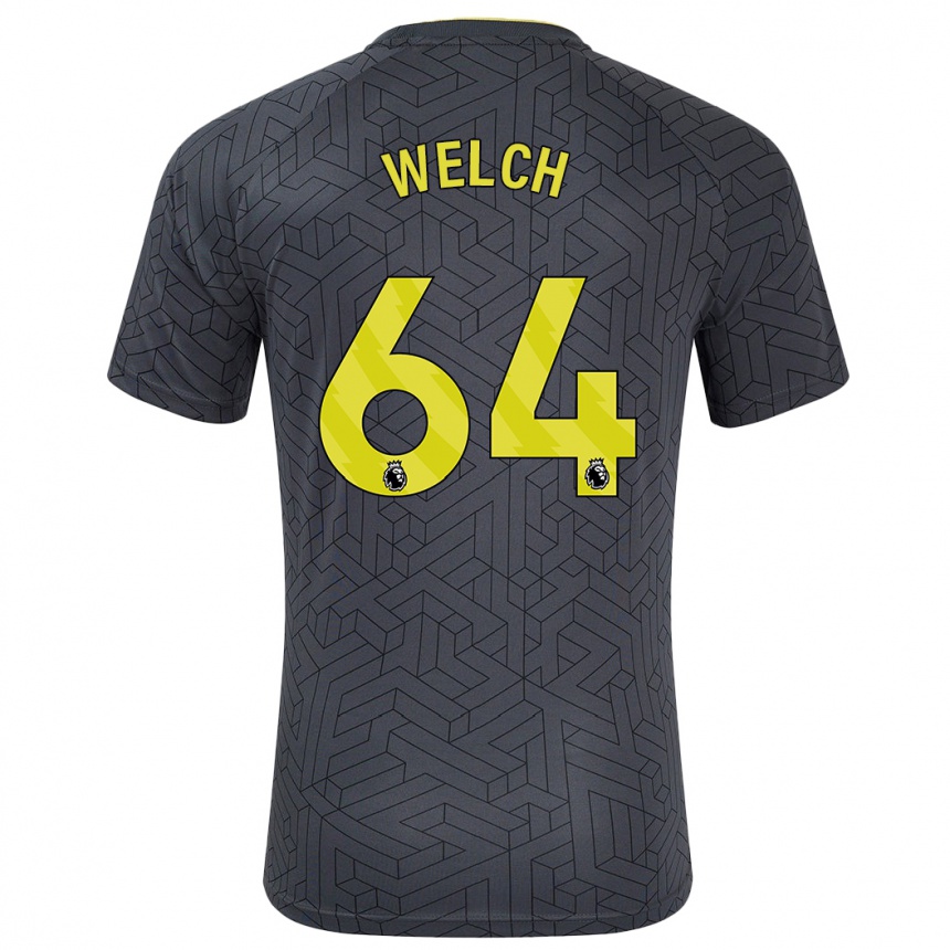 Gyermek Labdarúgás Reece Welch #64 Fekete Sárga Idegenbeli Jersey 2024/25 Mez Póló Ing