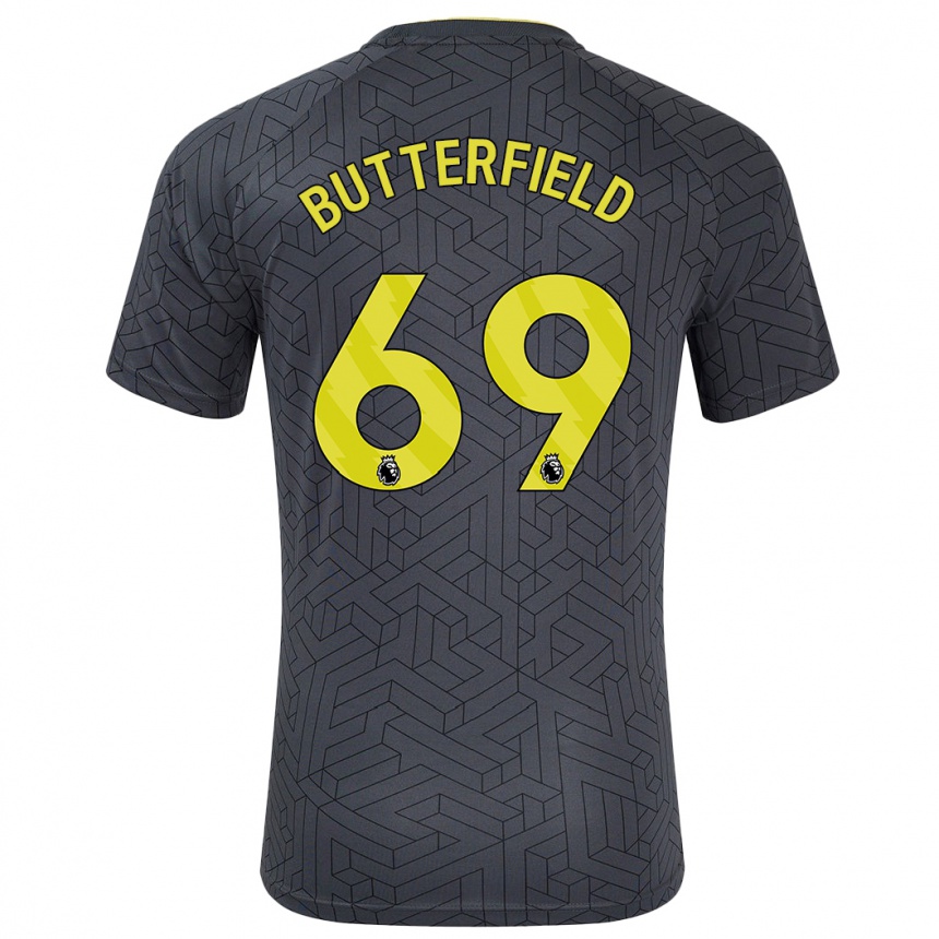 Gyermek Labdarúgás Luke Butterfield #69 Fekete Sárga Idegenbeli Jersey 2024/25 Mez Póló Ing