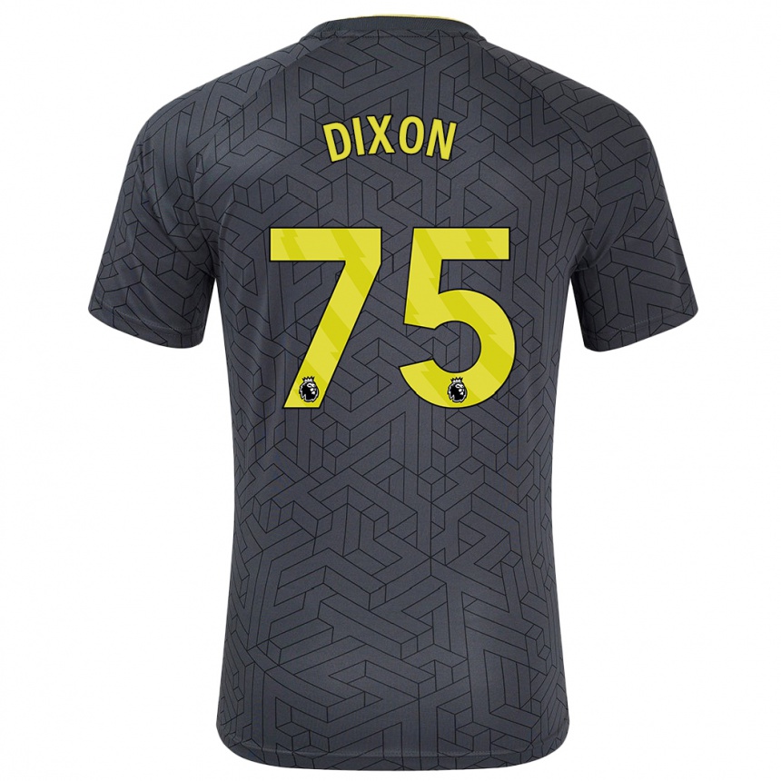 Gyermek Labdarúgás Roman Dixon #75 Fekete Sárga Idegenbeli Jersey 2024/25 Mez Póló Ing