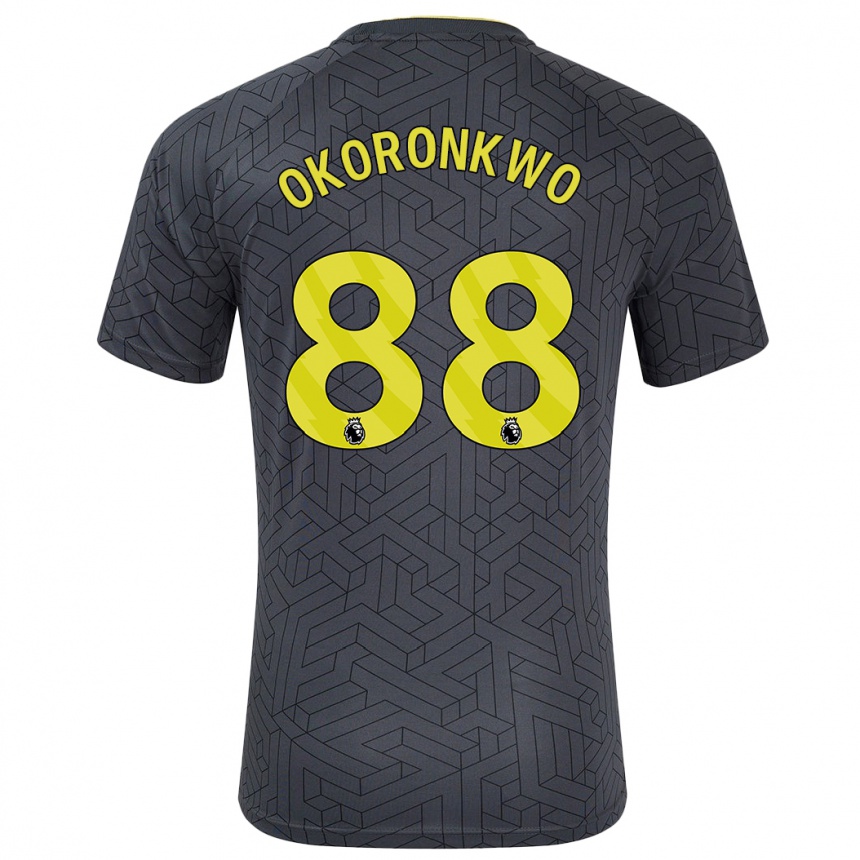 Gyermek Labdarúgás Francis Okoronkwo #88 Fekete Sárga Idegenbeli Jersey 2024/25 Mez Póló Ing