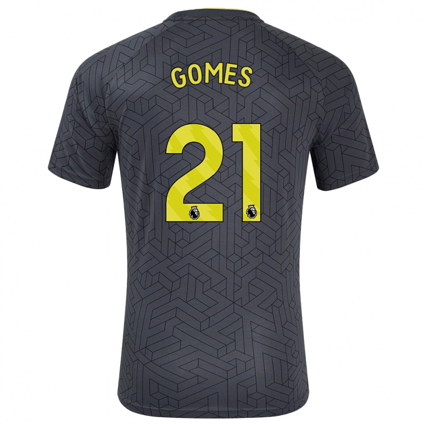 Gyermek Labdarúgás André Gomes #21 Fekete Sárga Idegenbeli Jersey 2024/25 Mez Póló Ing