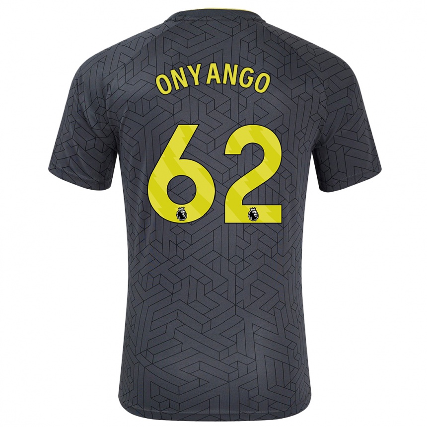 Gyermek Labdarúgás Tyler Onyango #62 Fekete Sárga Idegenbeli Jersey 2024/25 Mez Póló Ing