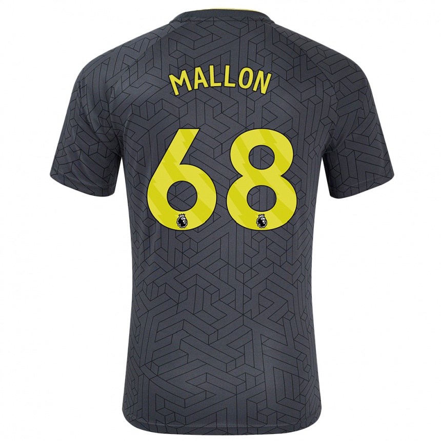 Gyermek Labdarúgás Mathew Mallon #68 Fekete Sárga Idegenbeli Jersey 2024/25 Mez Póló Ing