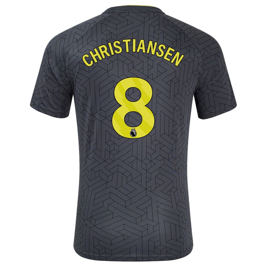 Gyermek Labdarúgás Izzy Christiansen #8 Fekete Sárga Idegenbeli Jersey 2024/25 Mez Póló Ing