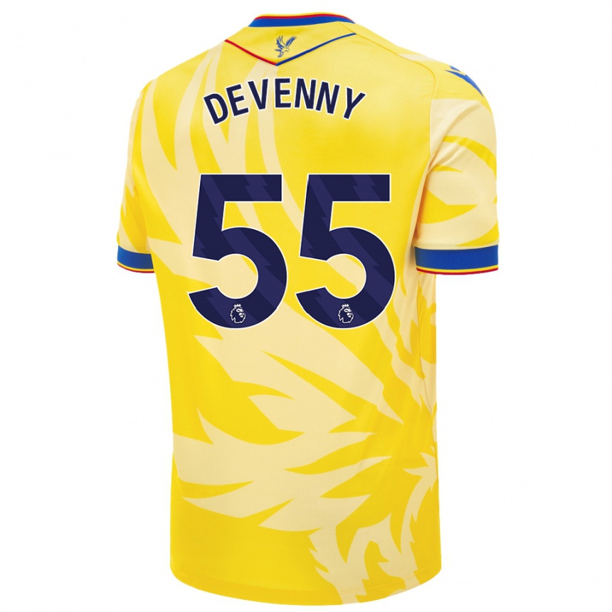 Gyermek Labdarúgás Justin Devenny #55 Sárga Idegenbeli Jersey 2024/25 Mez Póló Ing