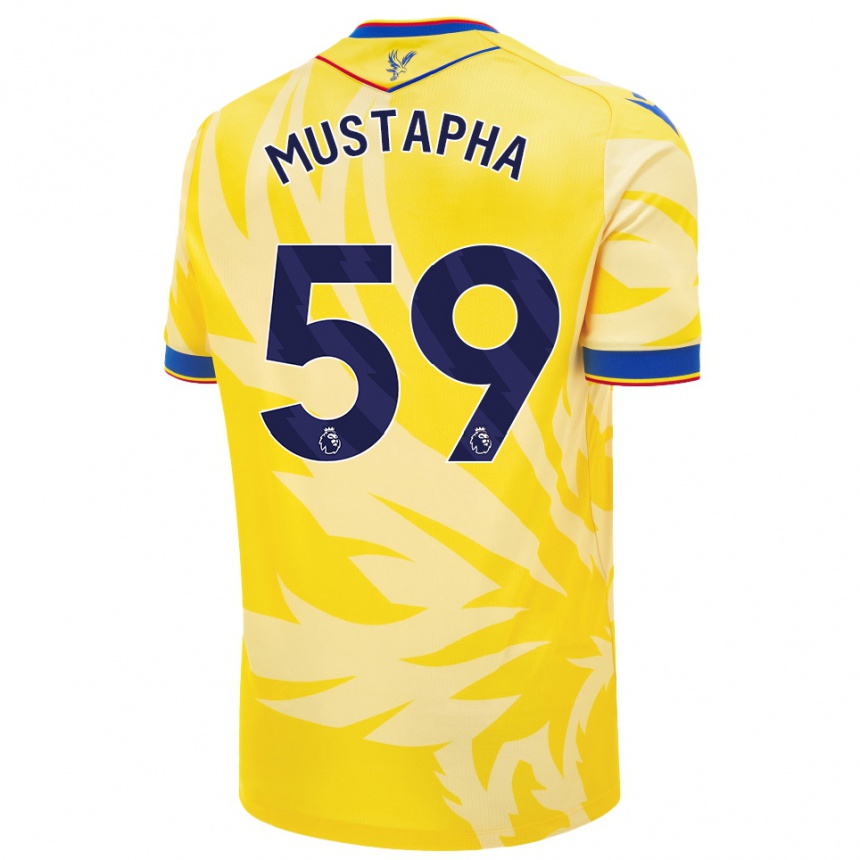 Gyermek Labdarúgás Hindolo Mustapha #59 Sárga Idegenbeli Jersey 2024/25 Mez Póló Ing