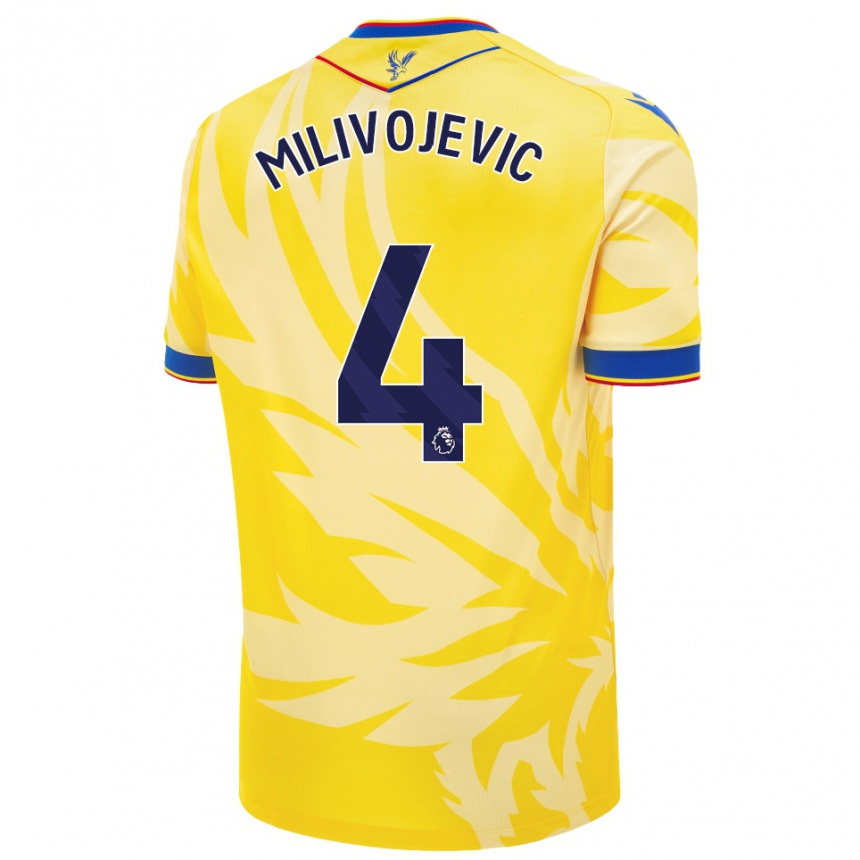 Gyermek Labdarúgás Luka Milivojevic #4 Sárga Idegenbeli Jersey 2024/25 Mez Póló Ing