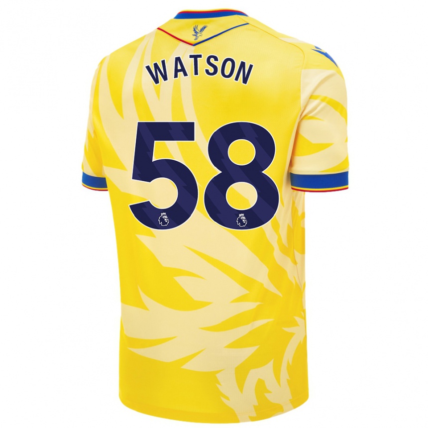 Gyermek Labdarúgás Noah Watson #58 Sárga Idegenbeli Jersey 2024/25 Mez Póló Ing