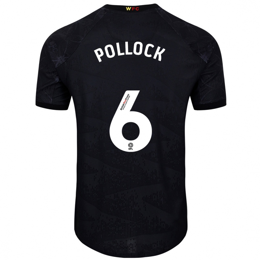 Gyermek Labdarúgás Mattie Pollock #6 Fekete Fehér Idegenbeli Jersey 2024/25 Mez Póló Ing