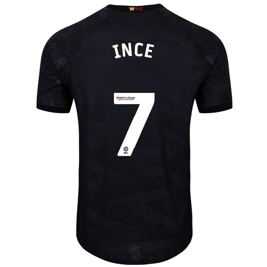 Gyermek Labdarúgás Tom Ince #7 Fekete Fehér Idegenbeli Jersey 2024/25 Mez Póló Ing