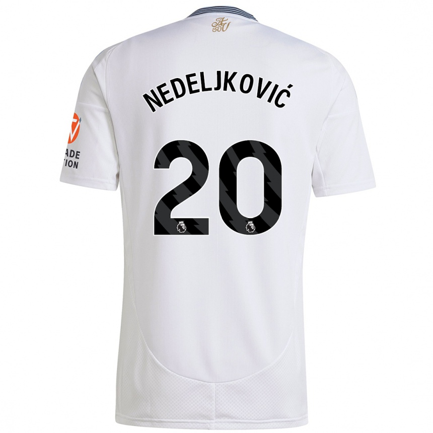 Gyermek Labdarúgás Kosta Nedeljkovic #20 Fehér Idegenbeli Jersey 2024/25 Mez Póló Ing