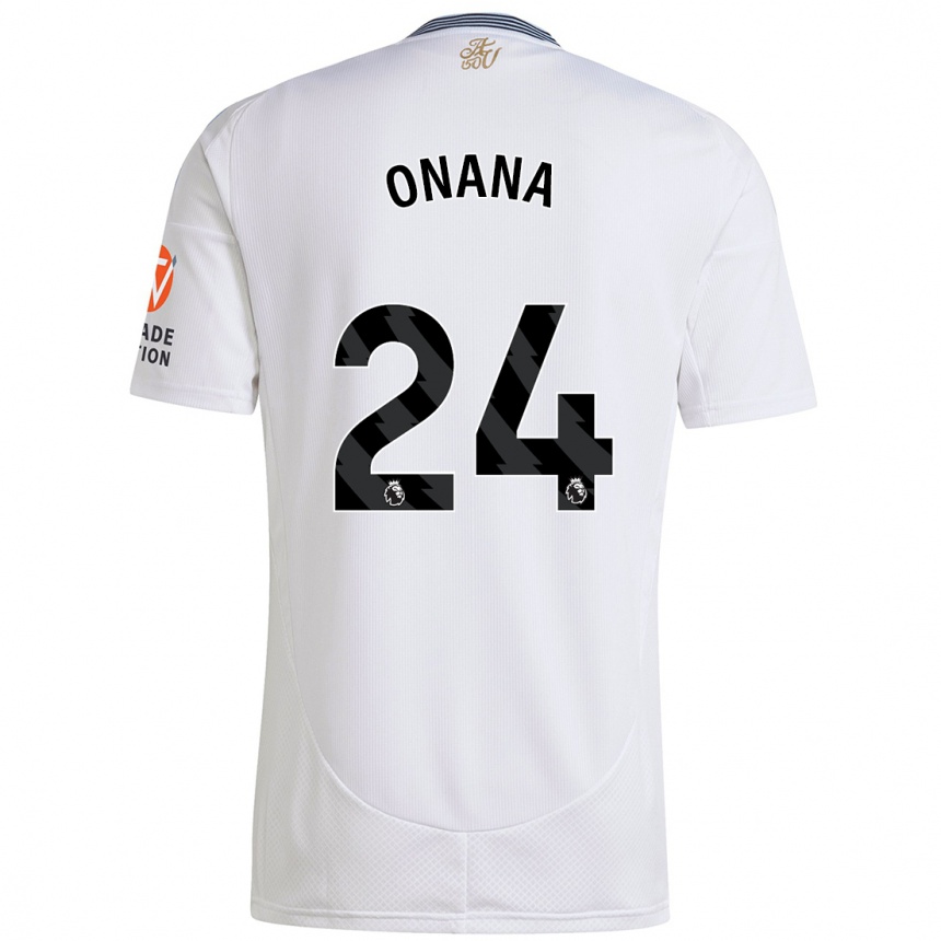 Gyermek Labdarúgás Amadou Onana #24 Fehér Idegenbeli Jersey 2024/25 Mez Póló Ing