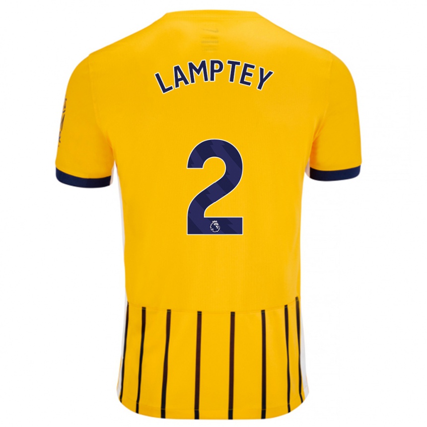 Gyermek Labdarúgás Tariq Lamptey #2 Arany Kék Csíkos Idegenbeli Jersey 2024/25 Mez Póló Ing