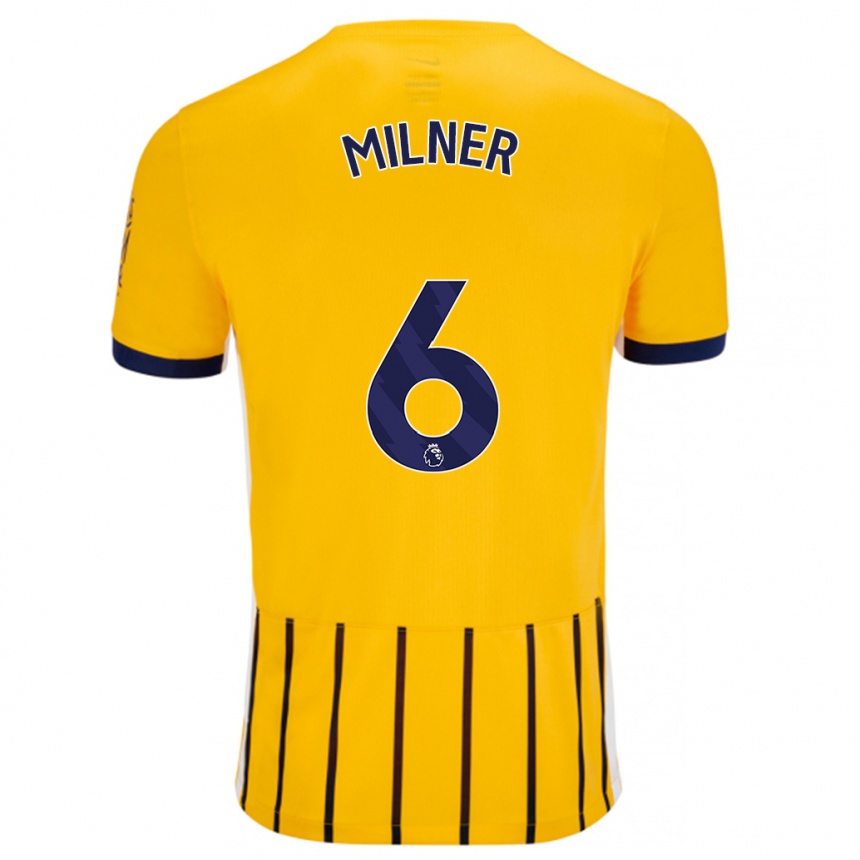 Gyermek Labdarúgás James Milner #6 Arany Kék Csíkos Idegenbeli Jersey 2024/25 Mez Póló Ing