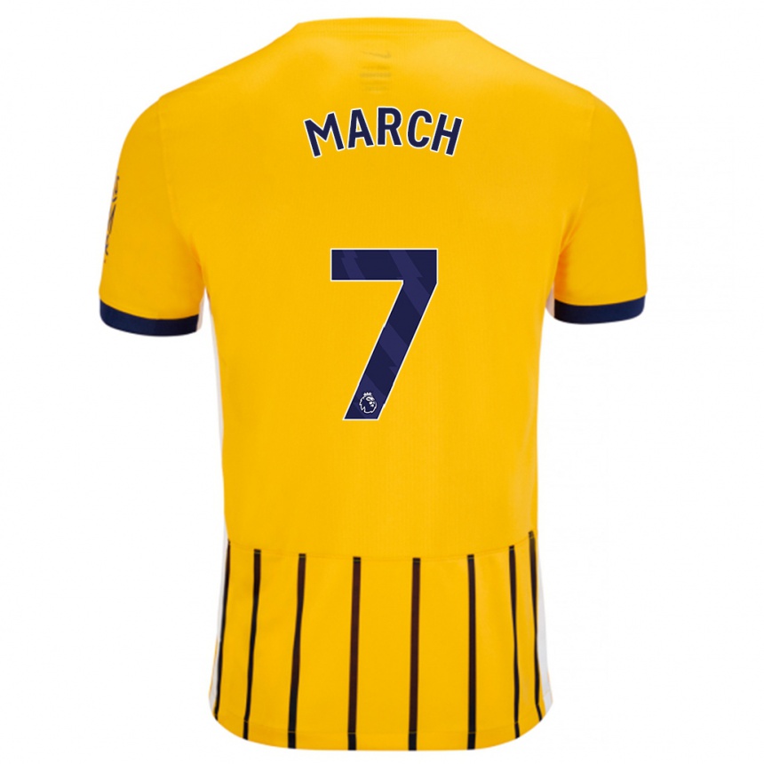 Gyermek Labdarúgás Solly March #7 Arany Kék Csíkos Idegenbeli Jersey 2024/25 Mez Póló Ing