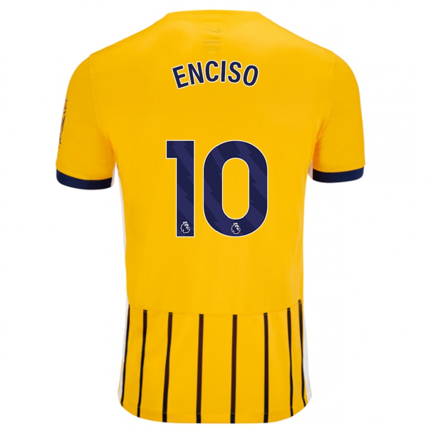 Gyermek Labdarúgás Julio Enciso #10 Arany Kék Csíkos Idegenbeli Jersey 2024/25 Mez Póló Ing